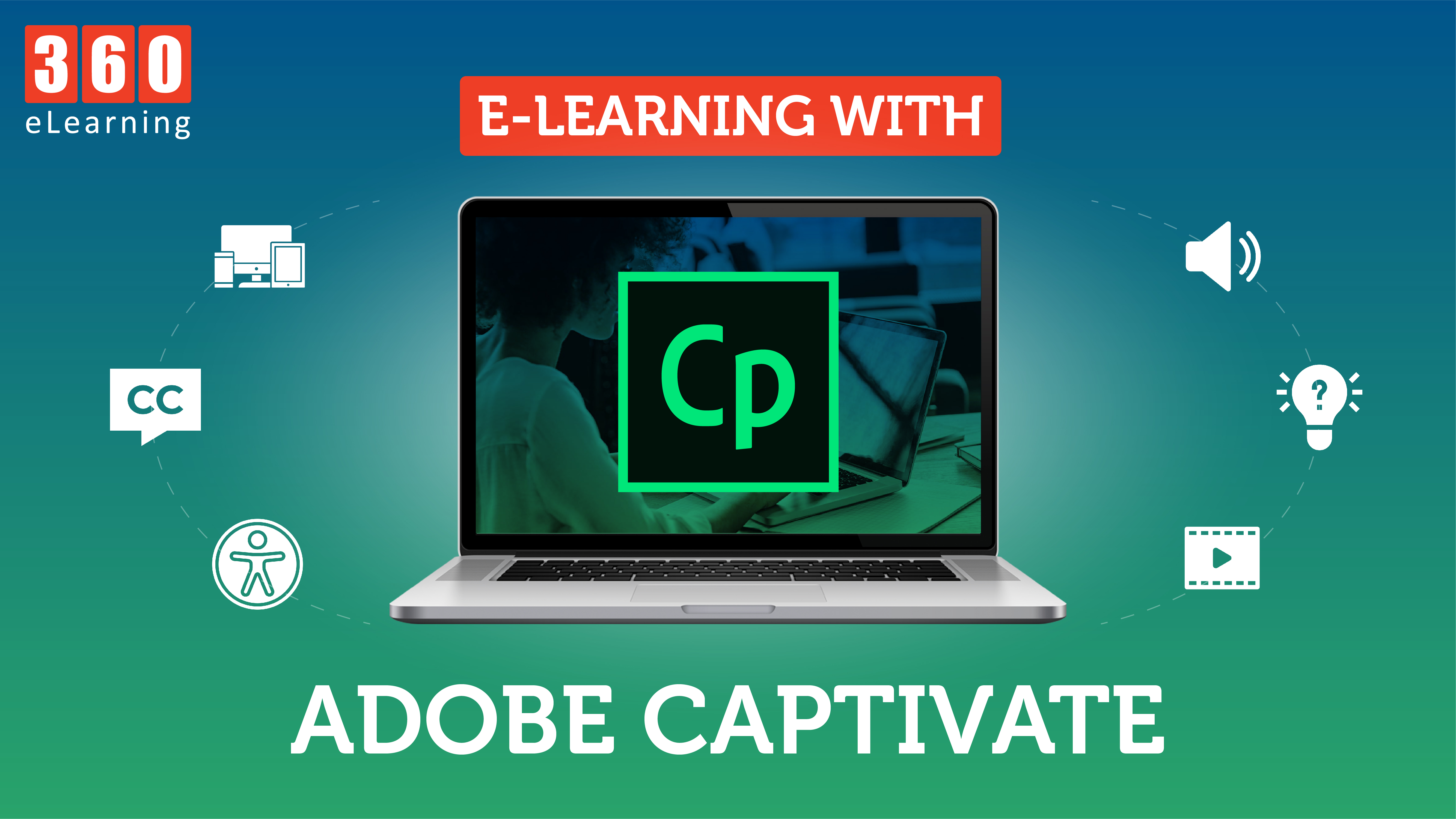 Laptop image with Adobe Captivate icon